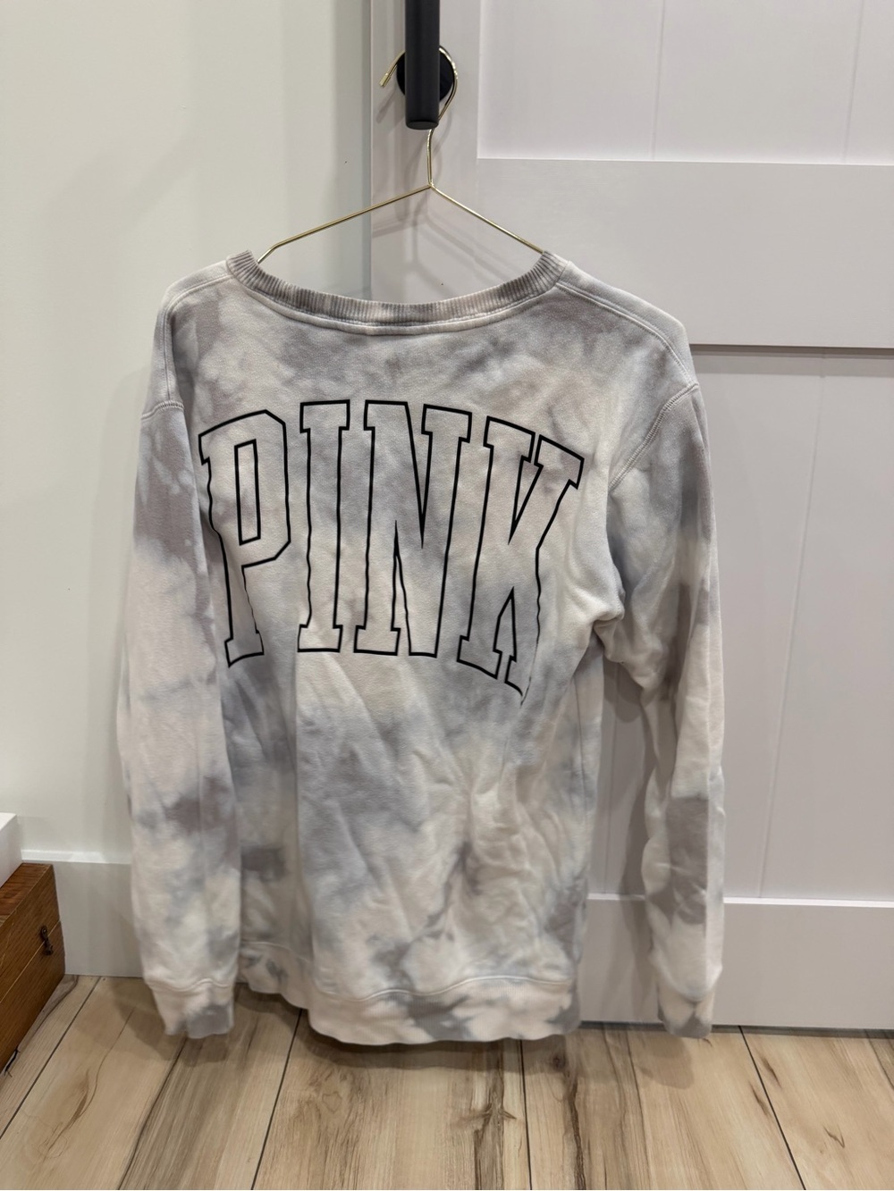 Victoria's Secret PINK Tie-Dye Crewneck Sweatshirt - White & Gray